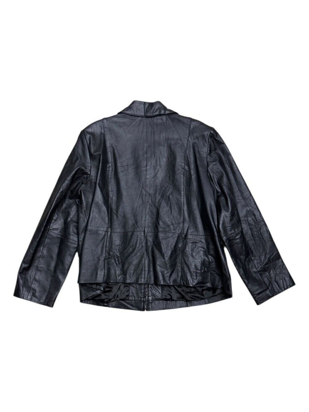 STYLE & CO LEATHER Vintage Casual Y2K Black Designer Jacket Womens 2XL - Picture 4 of 6